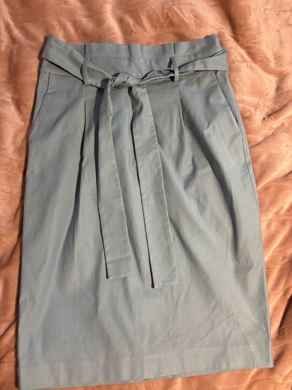 Ann Taylor Light Blue Tie-Waist Pencil Skirt